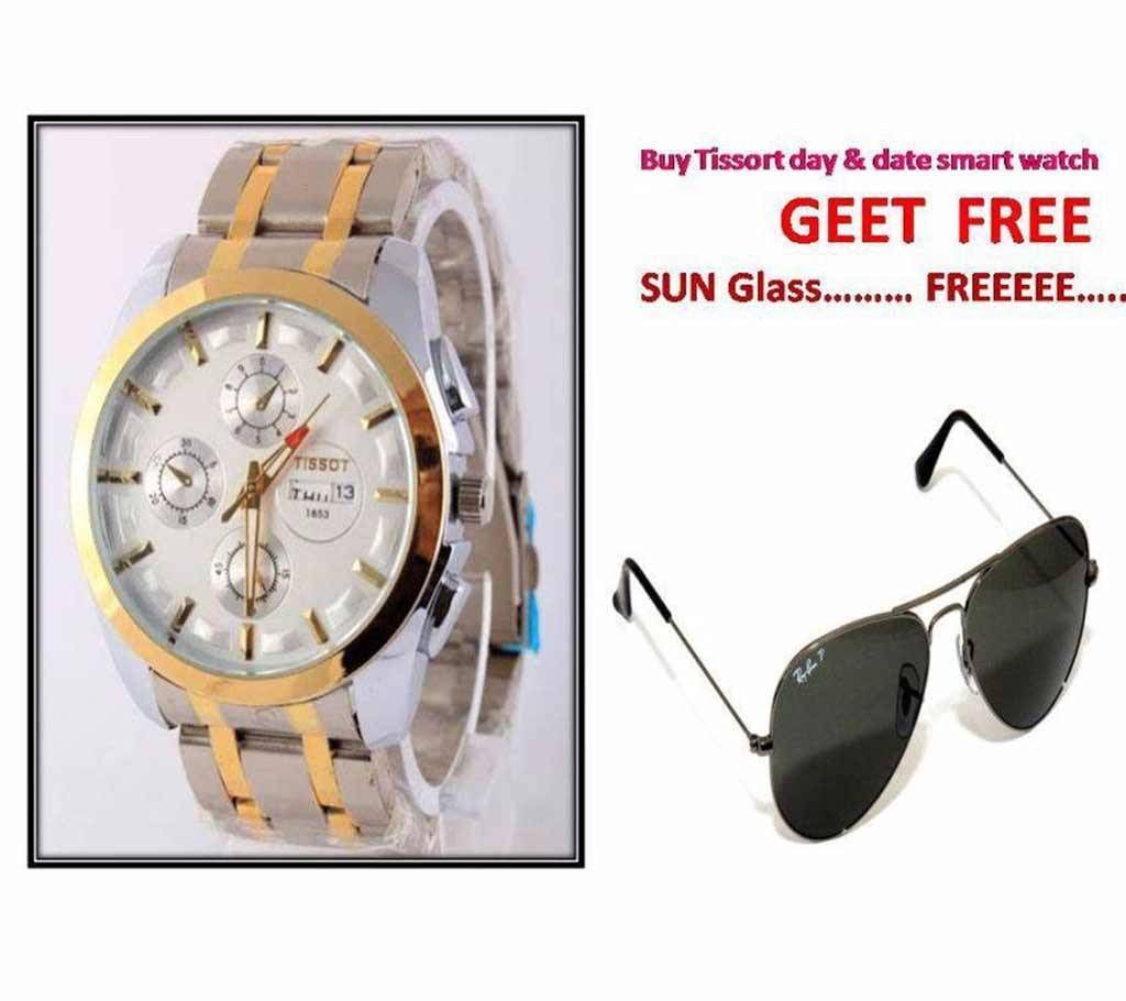 TISSOT watch+Ray Ban sunglasses-copy combo offer 