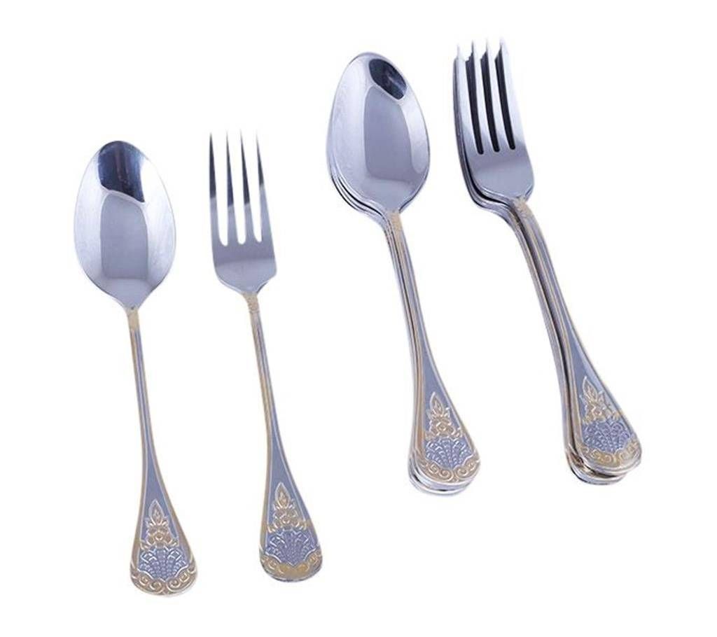 Stainless steel teaspoon + fork set (12 pieces)