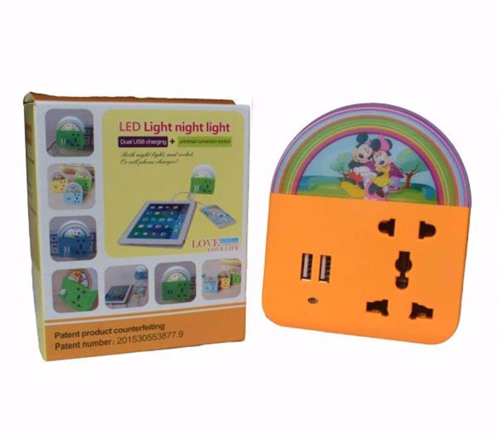 LED Night Light + Dual USB Charging