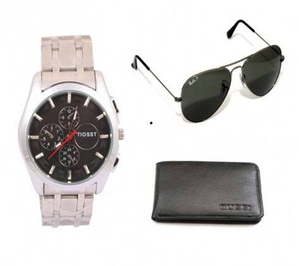 Tissot Gents Watch+Sunglasses+Wallet Combo 
