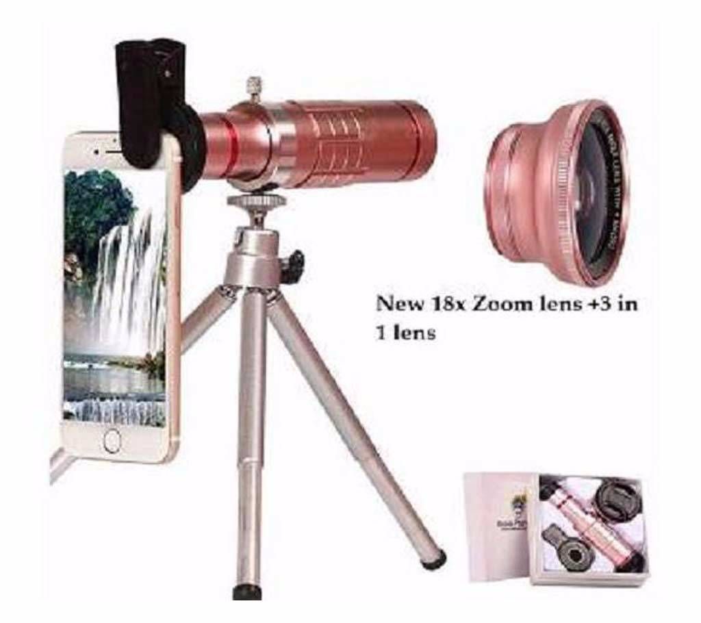 18x Mobile Zoom Lens + 3 in 1 Clip Lens Combo