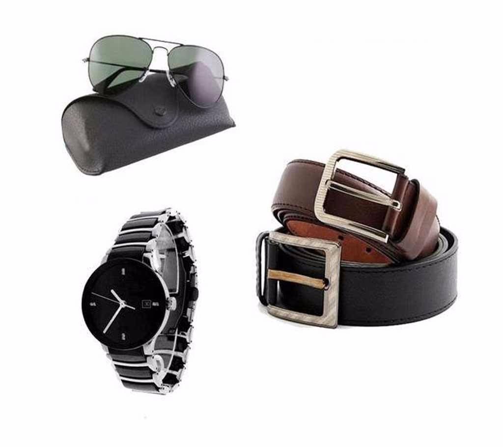Watch + Belt + SunGlasses Combo