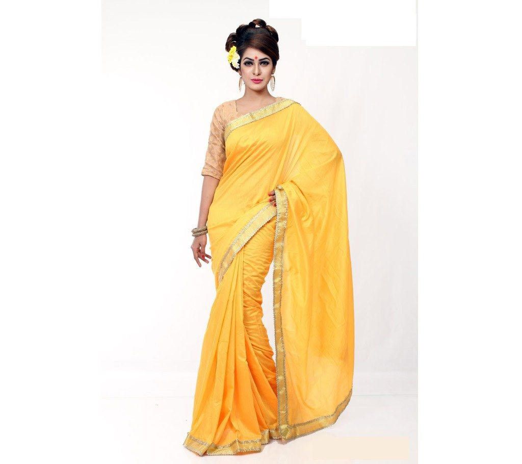 yellow taant cotton sharee