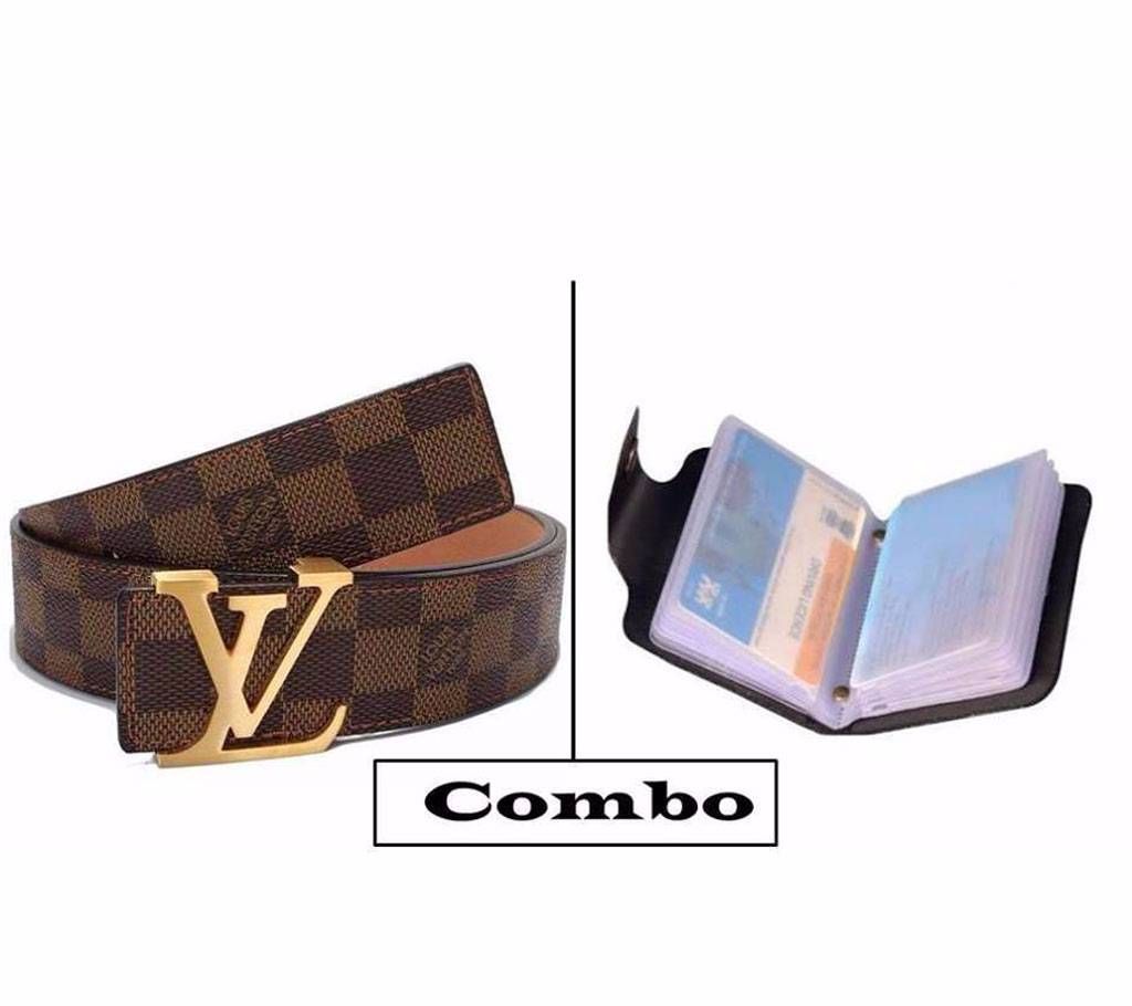 Louis Vuitton Belt (copy) & Leather Credit Card Holder Combo