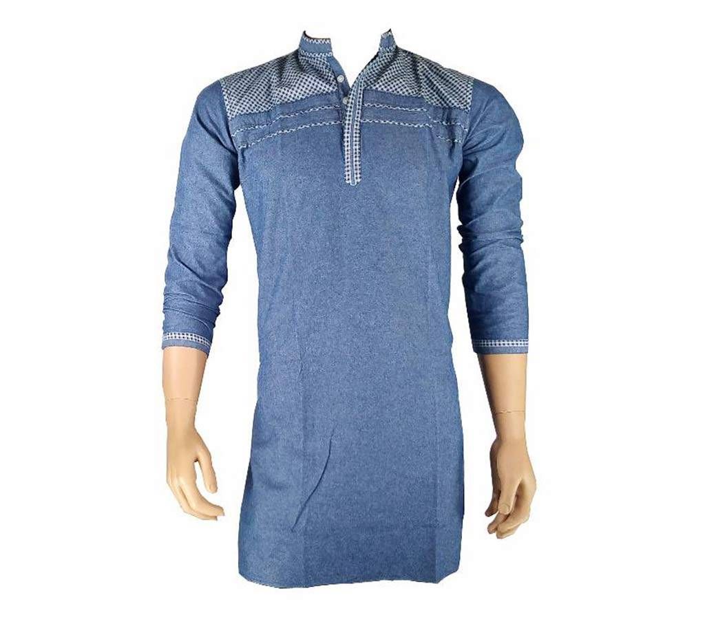 Cotton Semi Long Blue Panjabi for men 18