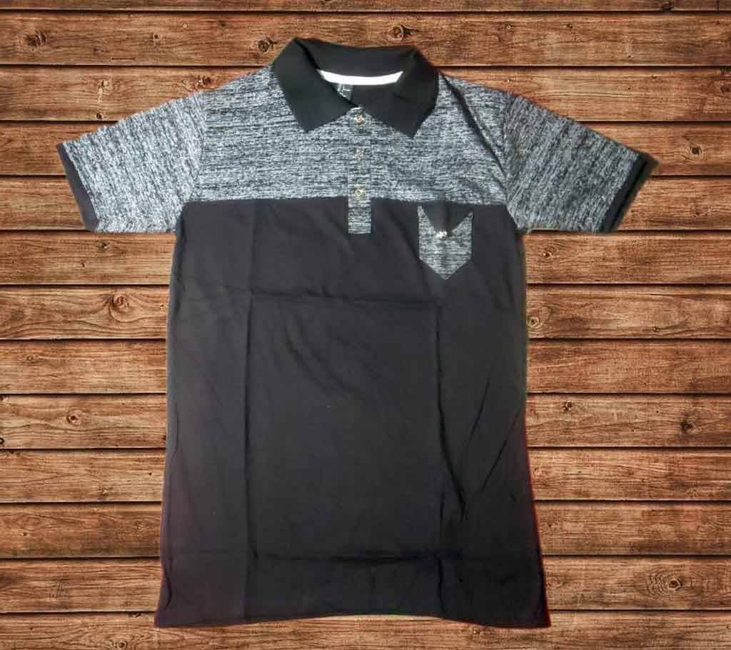 Gent's Half-Sleeve Cotton Contrast Polo Shirt