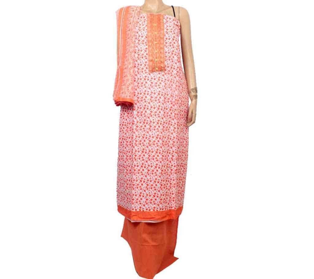 Un stitched screen printed cotton three piece