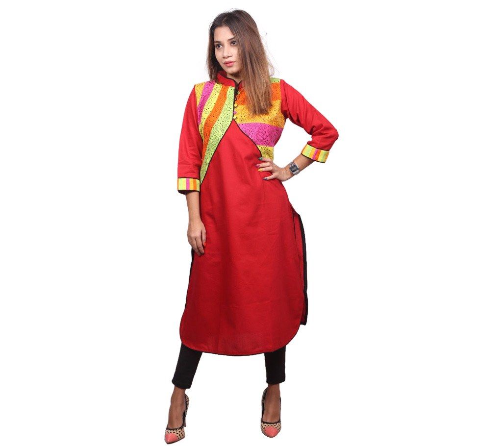 Ladies Long Kurti with block print