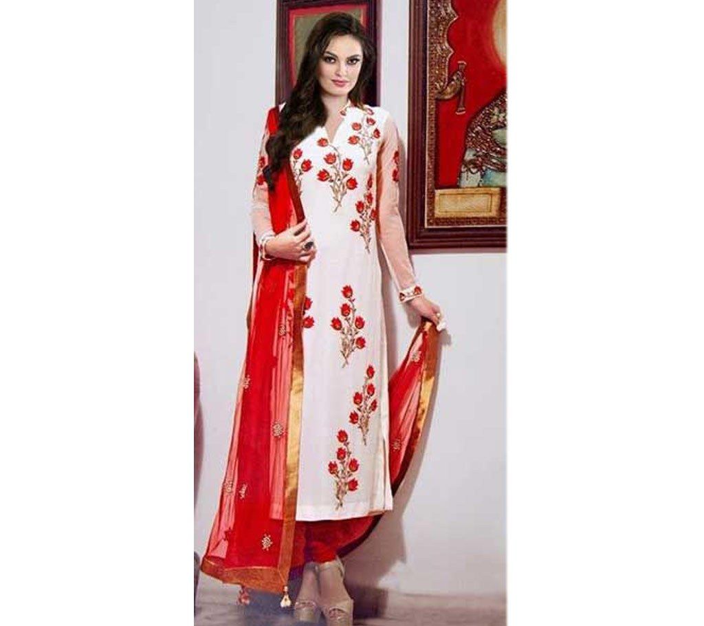 Unstitched block printed cotton three pc (replica)
