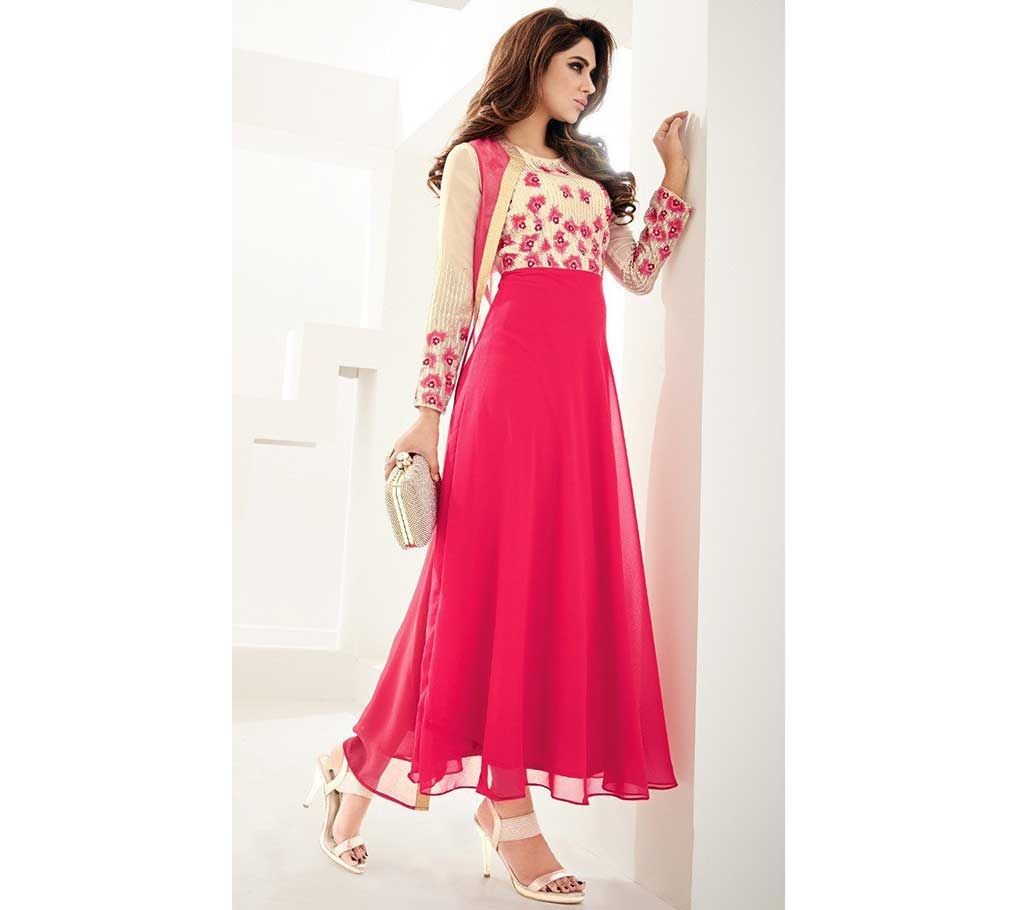 Unstitched Soft Georgette Embroidery Long Suit(Copy)