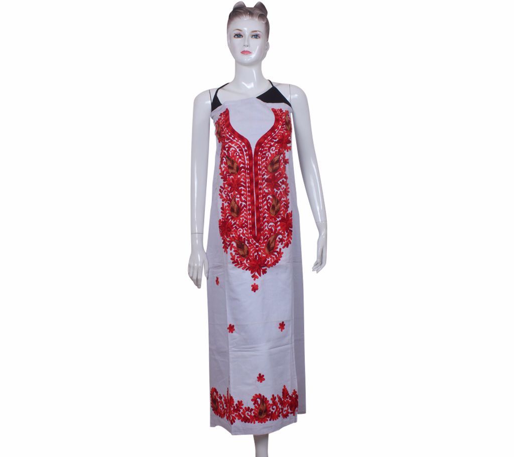 Unstitched woolen thread embroidery single pc kameez