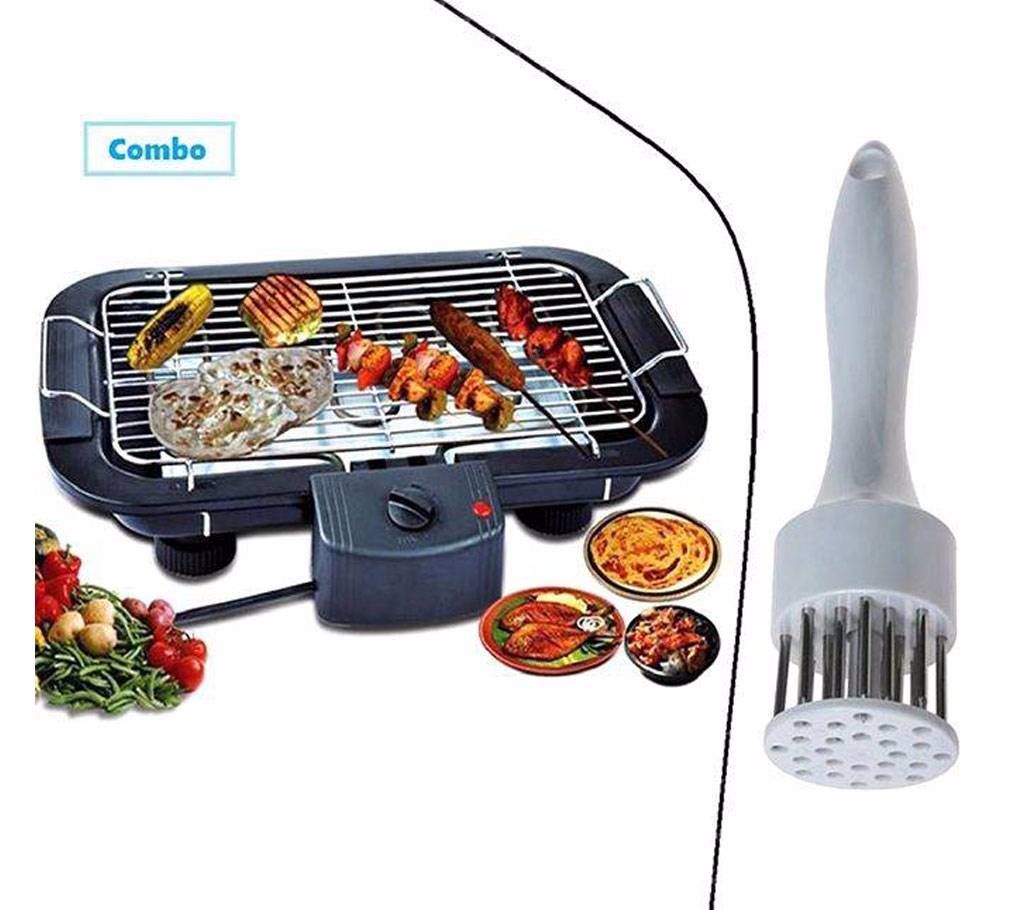 Electric Barbecue Grill + Meat Tenderizer Combo