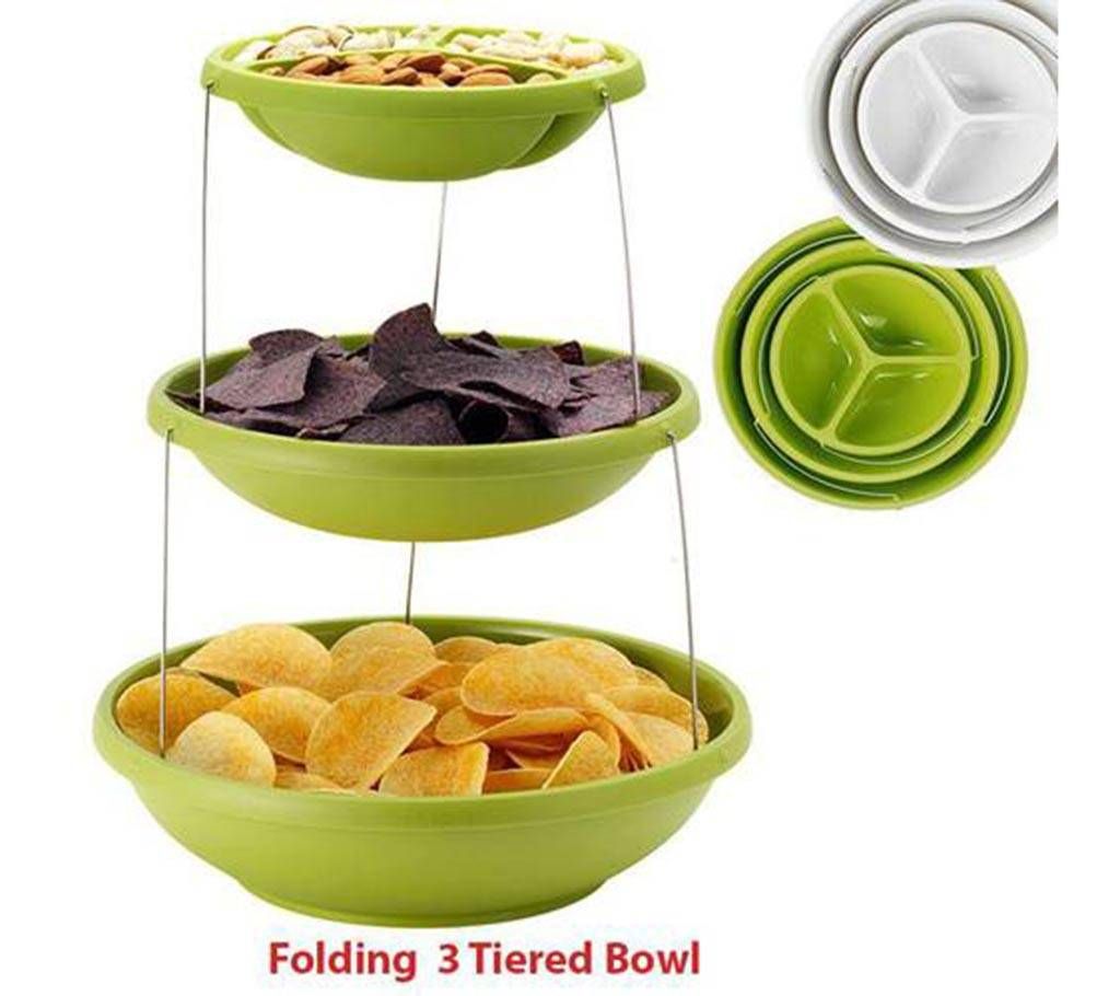 Folding 3 tiered bowl