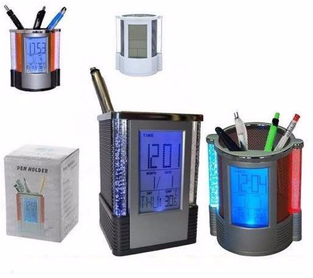 Pen Holder With Digital Clock