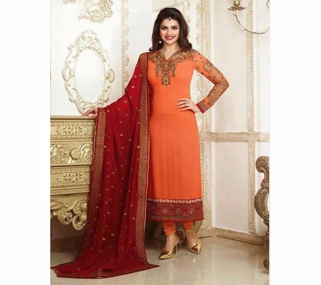 Unstitched cotton three piece with embroidery