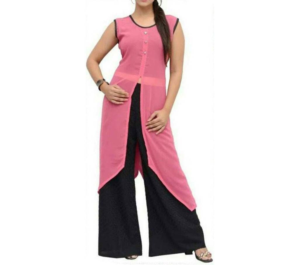 Ladies stitched georgette kurti with palazzo 