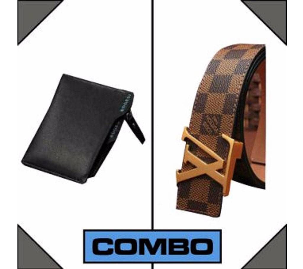 Men's formal belt and wallet combo