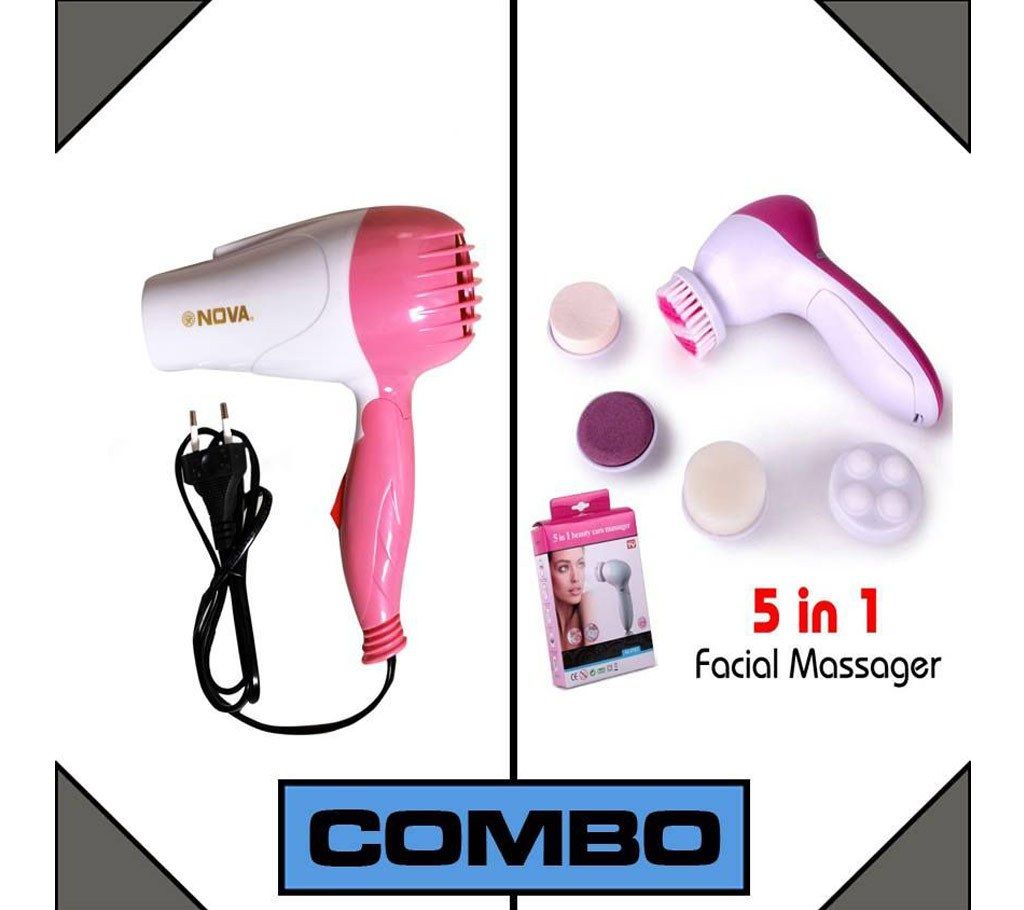 Combo of Nova Hair Dryer + Facial Massager