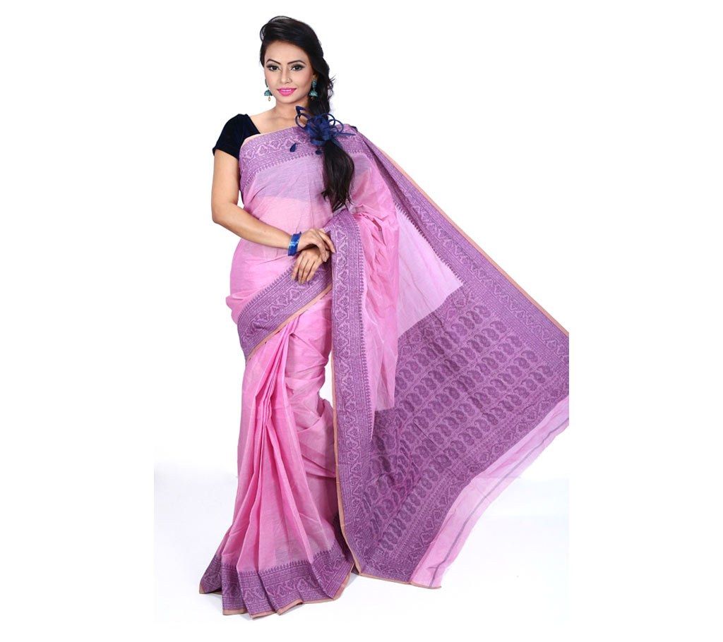 pink color cotton sharee 