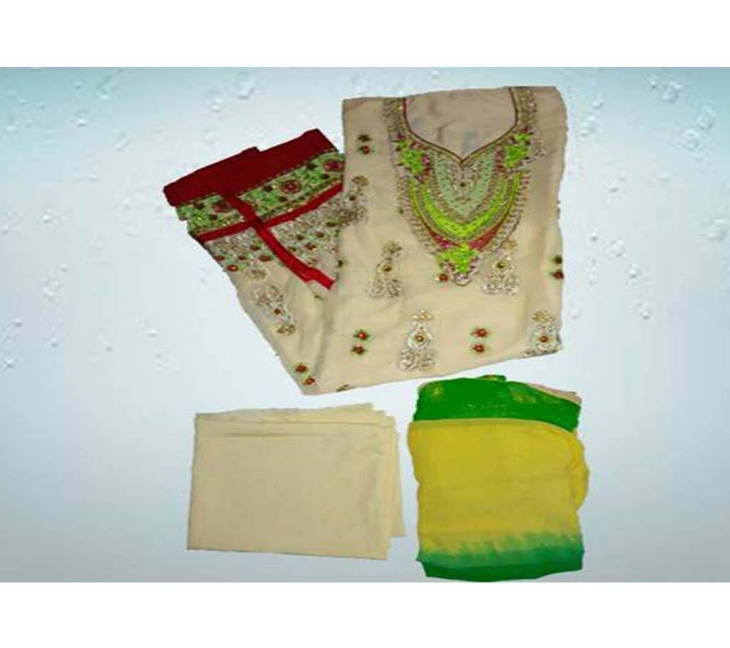 Un stitched Georgette embroidery three piece 