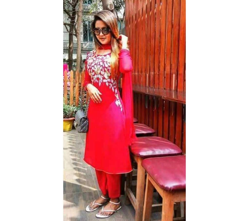 Unstitched Embroidered Georgette Three piece 
