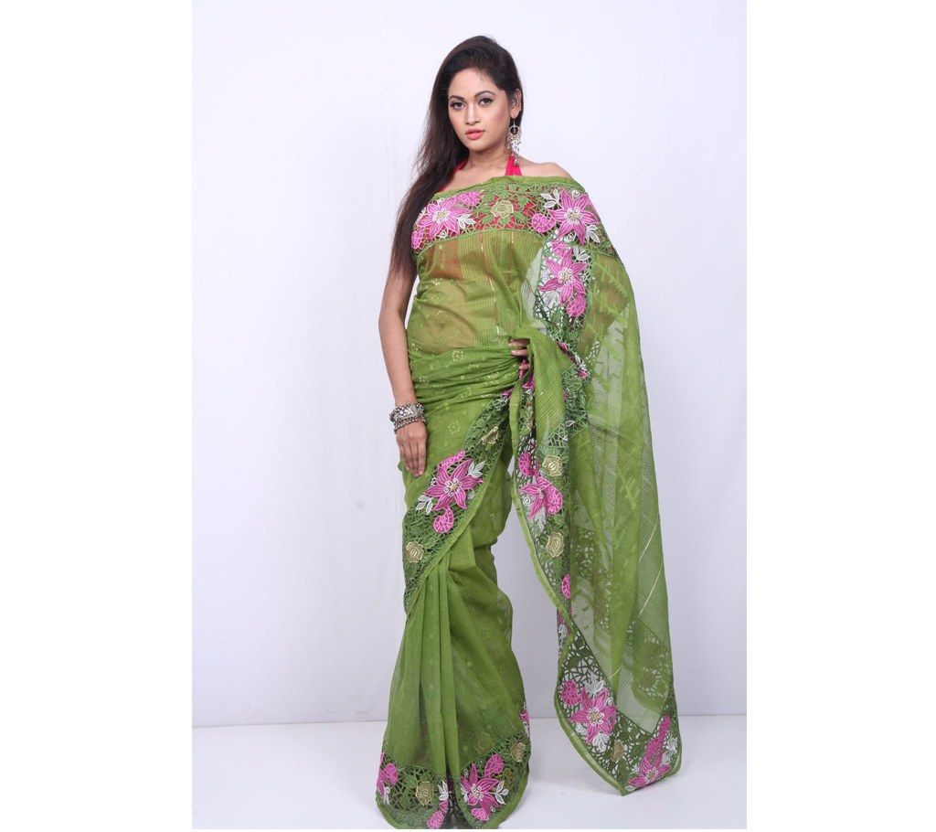 Floral embroidery Designed Jamdani sharee 