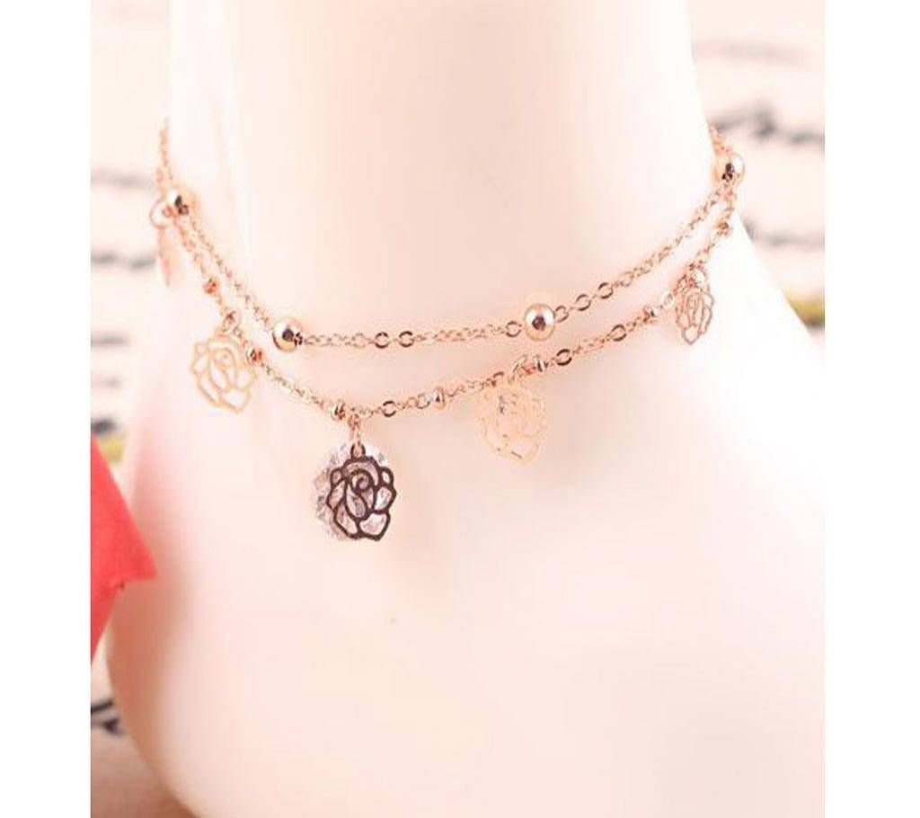 Crazy Feng Gold plated flower shaped anklet