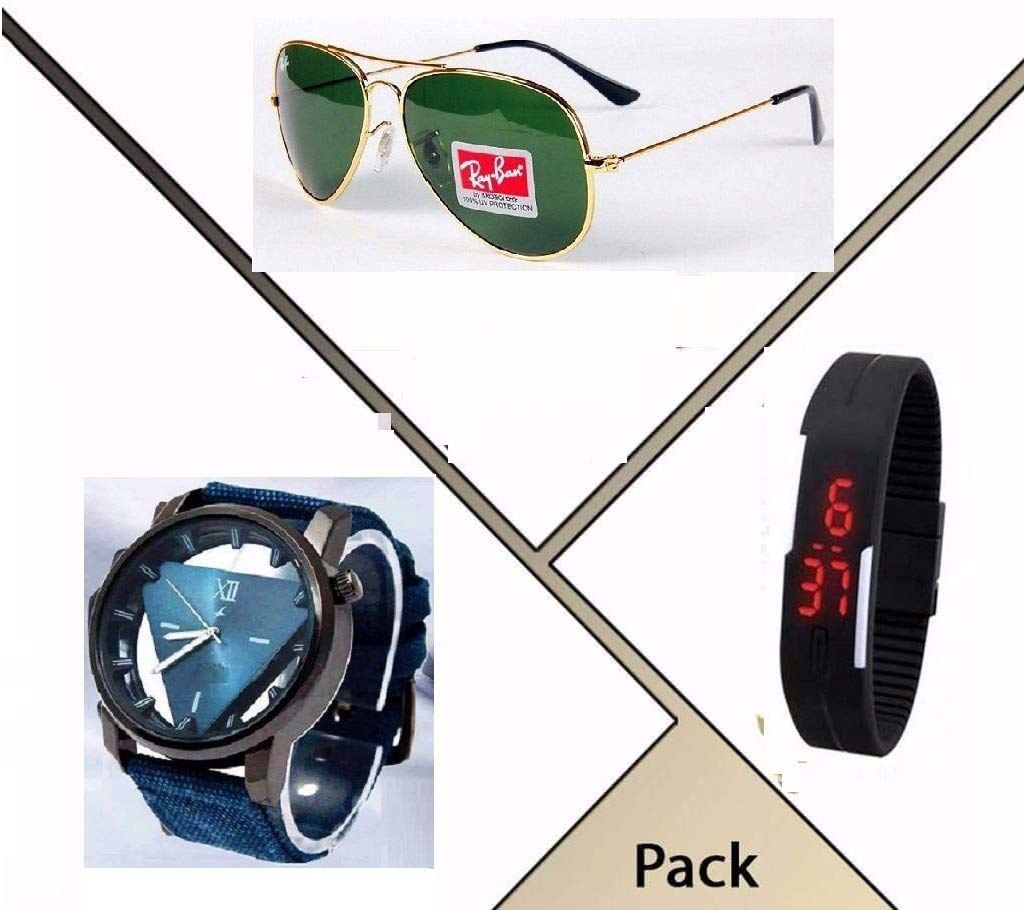 Ray-Ban (copy) sunglasses+Fastrack (copy) watch+LED watch