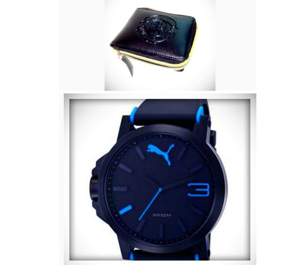 Menz Manchester wallet+ Puma watch(copy) combo 