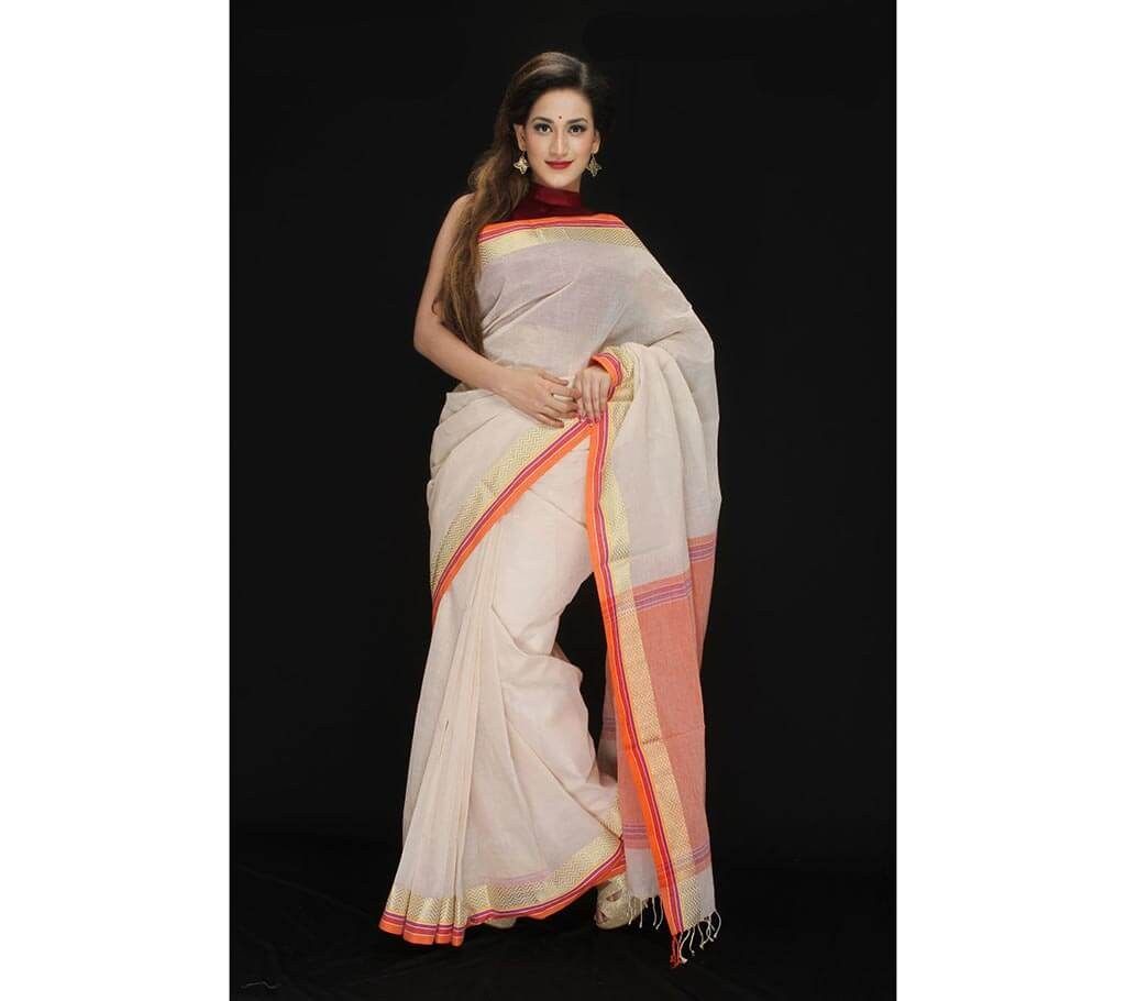 White handloom cotton sharee