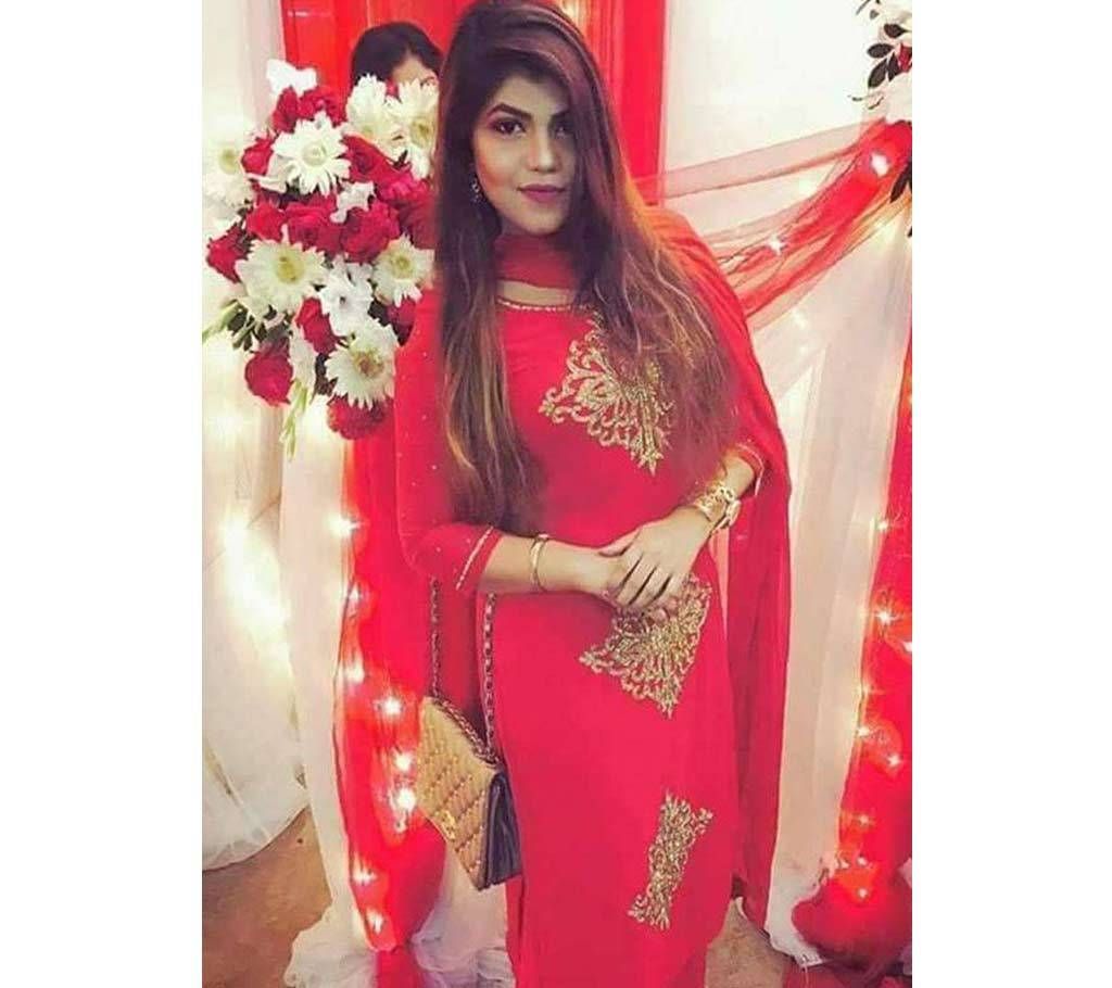 Un stitched Georgette Karchupi three piece 