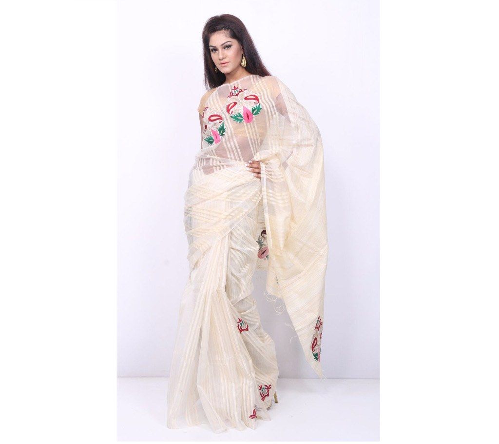 off white Andi silk sharee with blouse piece 