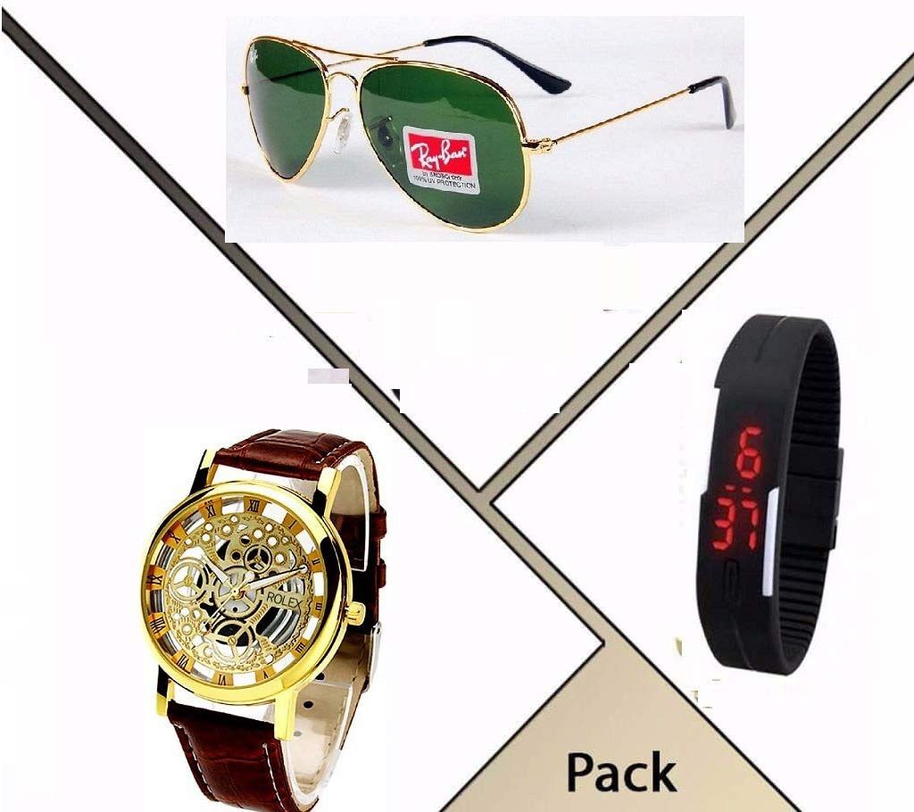 Ray-Ban (copy) sunglasses+Rolex (copy) watch+LED watch