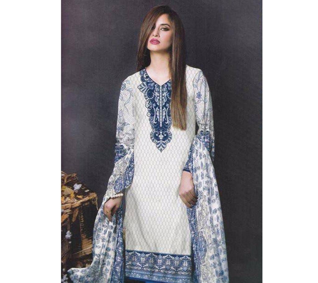 Unstitched Pakistani Printed Lawn Cotton Three Pc