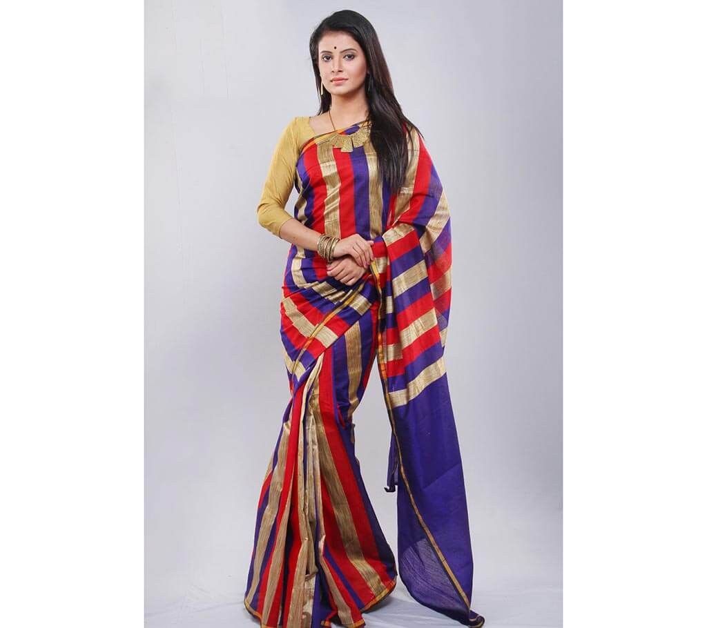 Multi color striped half silk sharee