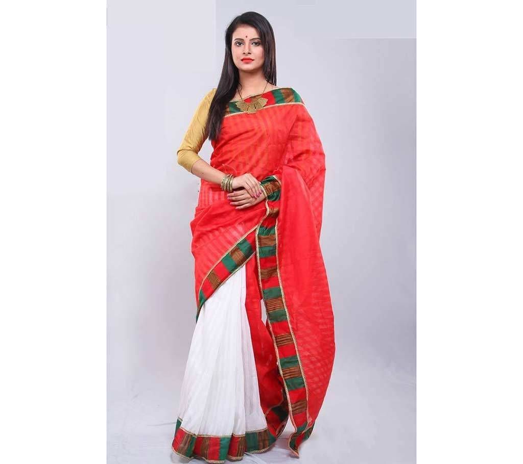 Red-white Half Silk Saree