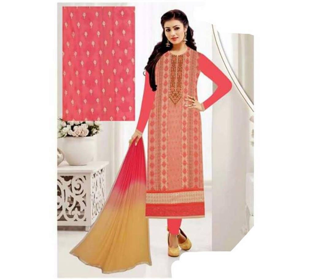 Unstitched organdy embroidery three piece-replica 