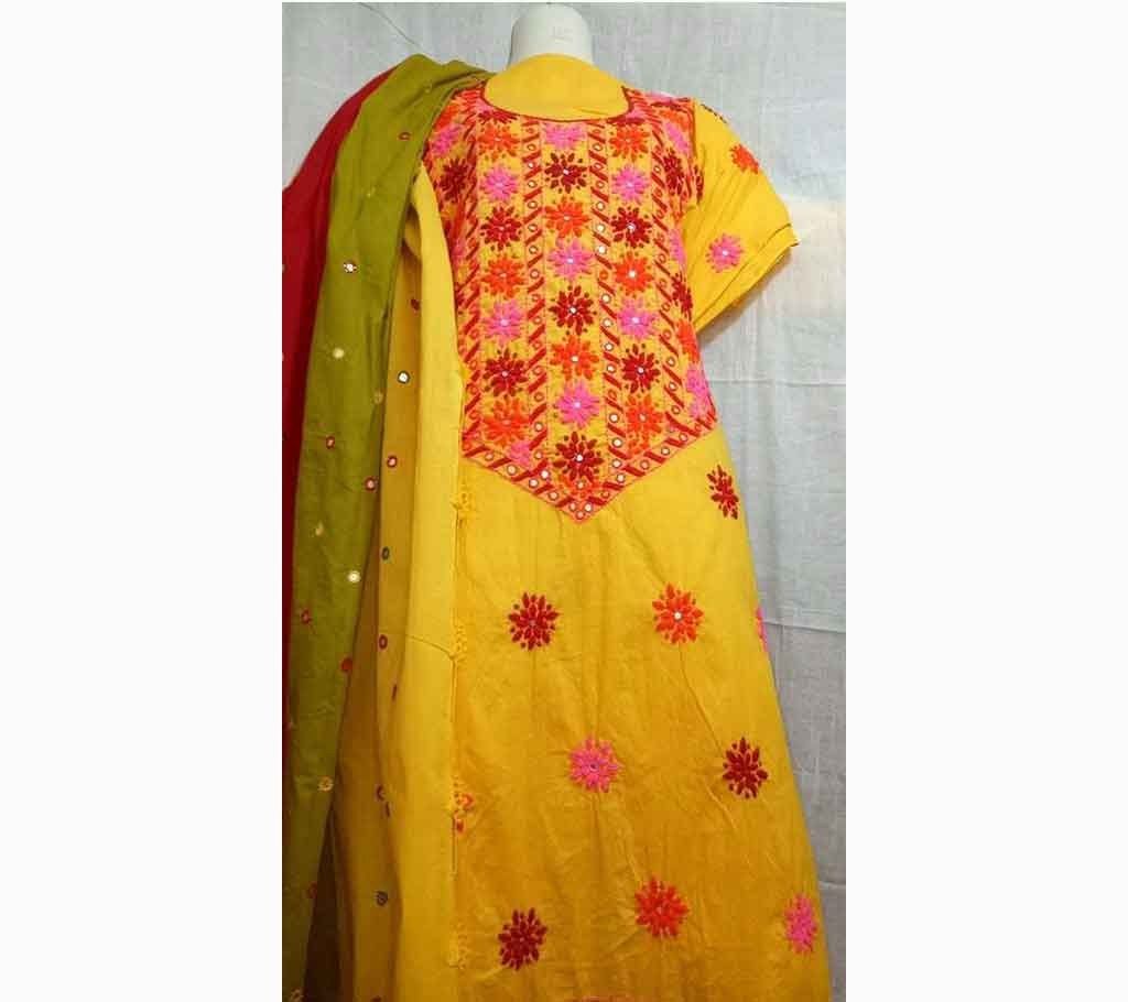 Red & yellow combination ready made  cotton two piece 