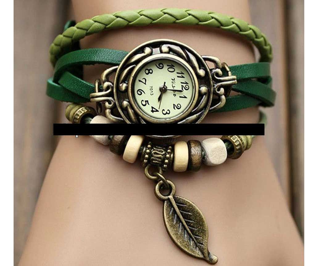 Bracelet type ladies watch - green 02