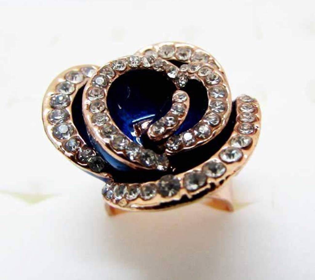 Blue Rose Adjustable Finger Ring