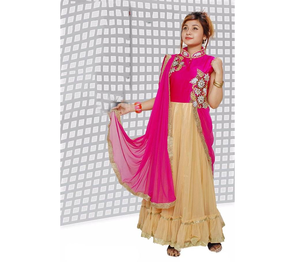 stitched Indian sleeveless frock for girls 