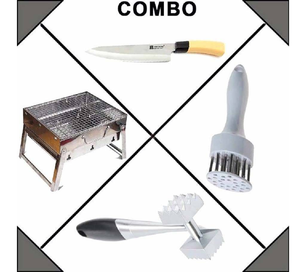 Kitchen Knife+Meat Tenderizer+Meat Hammer+BBQ grill maker combo offer 