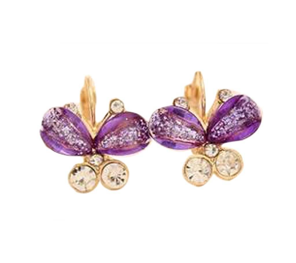 Butterfly shaped stone setting ear ring