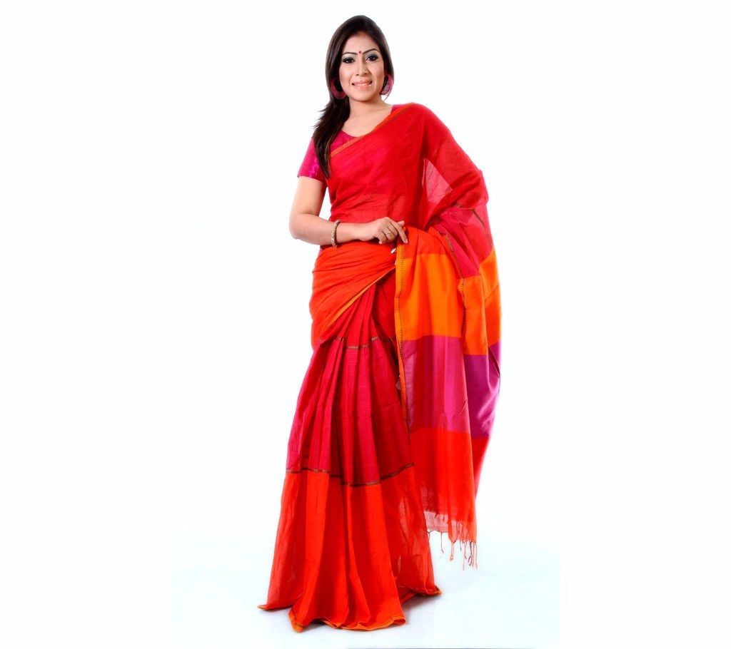 red cotton sharee