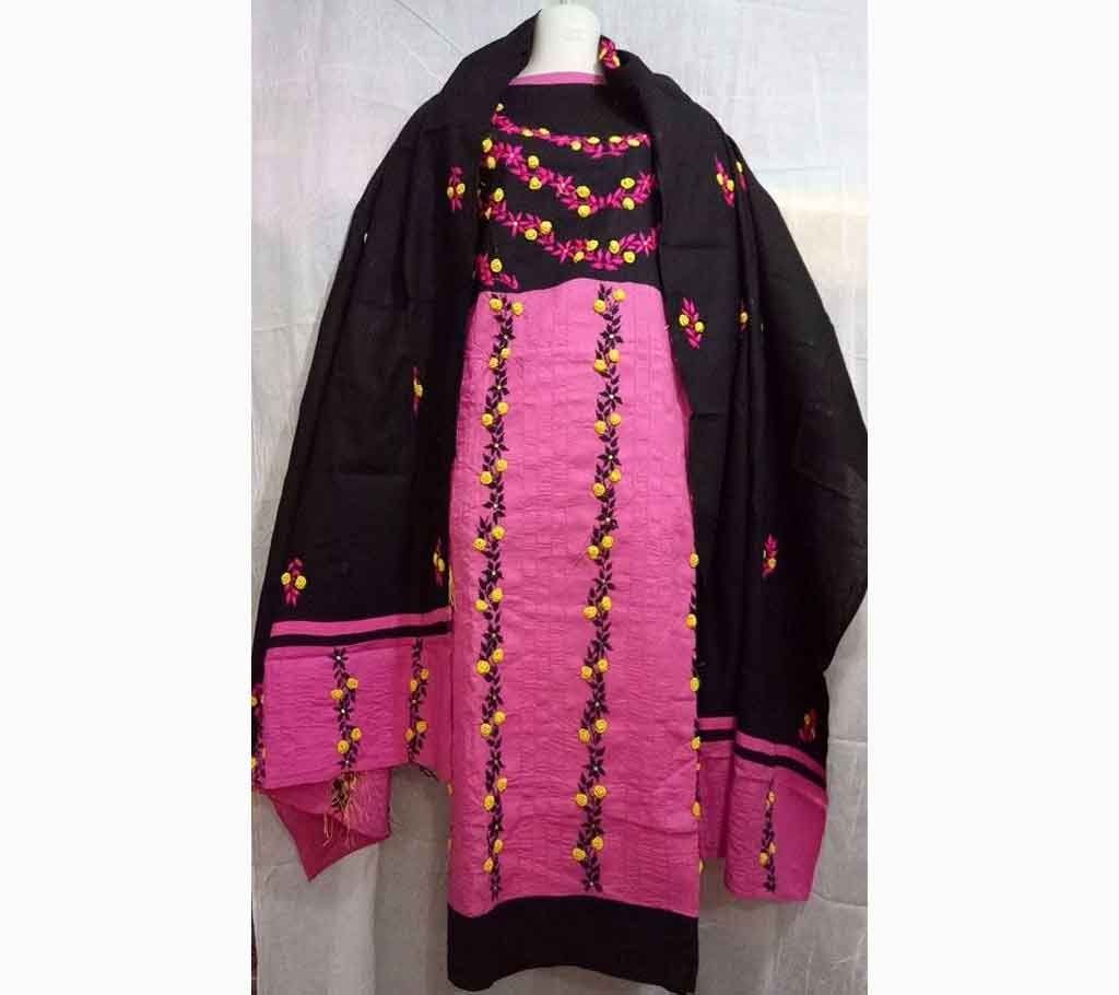 Black & pink combination ready made  cotton two piece 