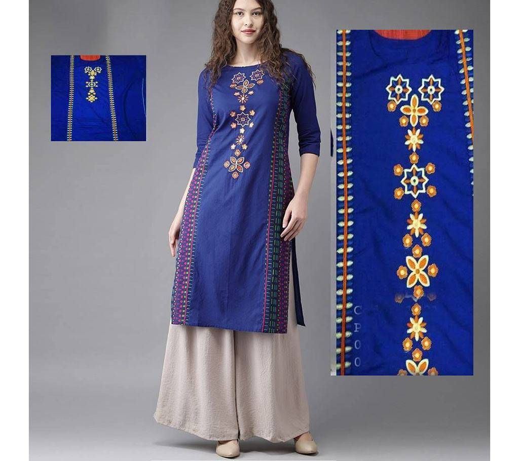 Unstitched linen embroidery three pc