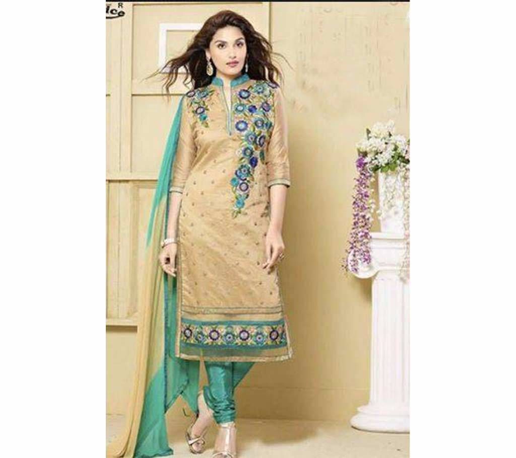 Unstitched Block Printed Cotton Three Pieces