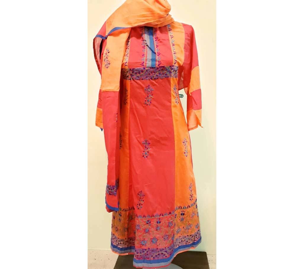 un stitched hand embroidery cotton two piece 