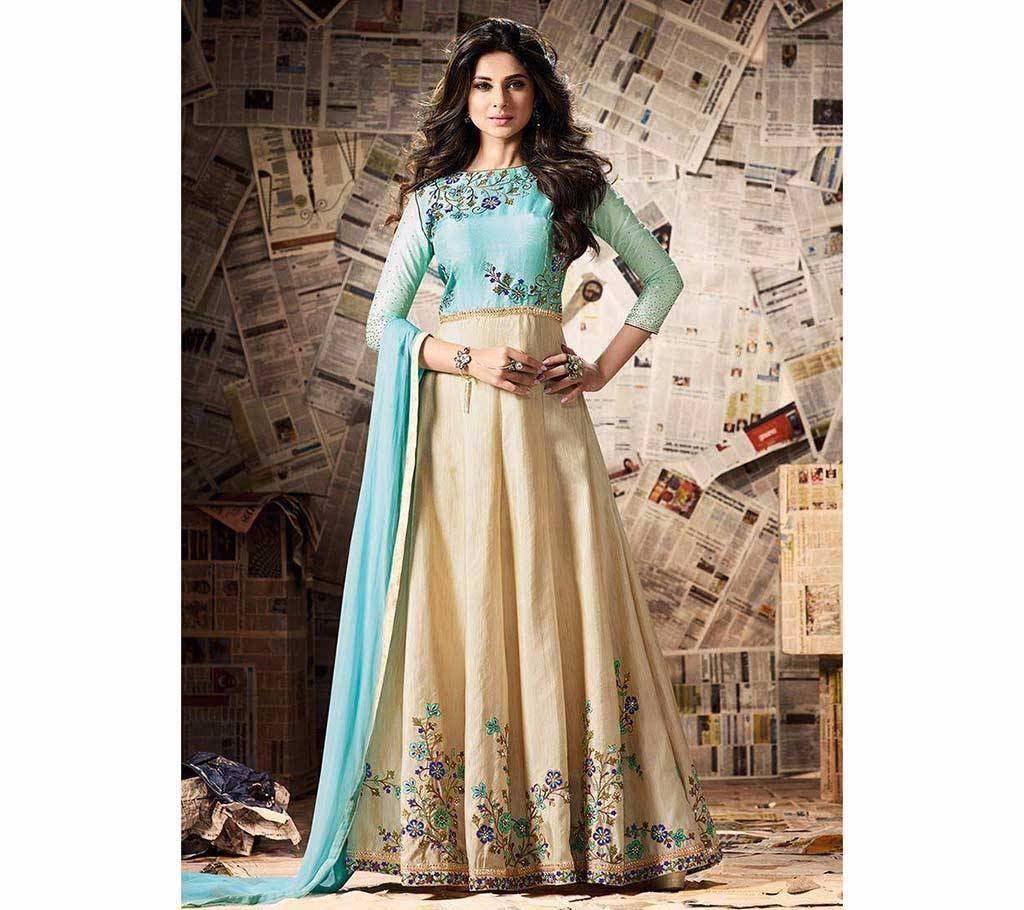 Semi-stitched Cotton Embroidery Long Party Suit - Copy