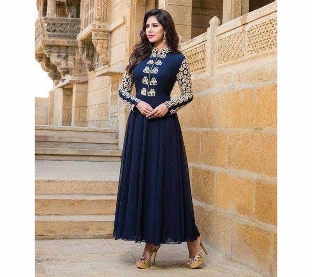 Unstitched  georgette embroidery three pc (replica)